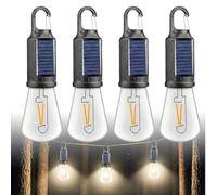4 lámparas de camping recargables, luz solar para tienda de campaña con 3 modos de brillo, lámpara LED de camping con mosquetón, lámpara de camping solar, linterna LED para exteriores, emergencia y