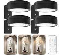 4 lámparas de pared magnéticas, inalámbricas, con mando a distancia, iluminación de vitrina, regulable, 3 modos de color, funciona con pilas, para salón, dormitorio, escalera