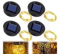 4 lámparas solares de repuesto con cadena de luces para jardín: 8 cm de luz solar, piezas de repuesto con 2 LED, IP65 impermeable, reemplazo de haz decorativo, cadena de luces LED