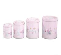 4 latas de anidación de Pascua, latas de galletas de conejo de Pascua, con diseño de conejo rosa, soportes de metal para caramelos de chocolate, almacenamiento reutilizable para baby shower, regalos