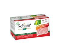 4 latas x 85 g Schesir Filetes de Pollo con Buey en Gelatina lata para perros