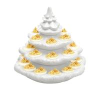 4 Layer Christmas Tree Shaped Party Platter | Christmas Tree Deviled Egg Holder Holds 26 Holes,Resin Serving Platter For Holiday Party Tableware, Thanksgiving, Holiday Gatherings & Festive Tableware