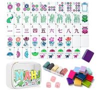 4 Layer Mahjong Tiles American, 160 PCS Premium Acrylic Mahjong Tile Set with Clear Engraved Layered Tiles, American Mahjong Set with Dice & Carrying Bag, forTravel Game Nights Family Gatherings (B1)