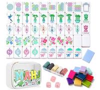 4 Layer Mahjong Tiles American, 160 PCS Premium Acrylic Mahjong Tile Set with Clear Engraved Layered Tiles, American Mahjong Set with Dice & Carrying Bag, forTravel Game Nights Family Gatherings (F1)