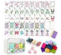 4 Layer Mahjong Tiles American, 160 PCS Premium Acrylic Mahjong Tile Set with Clear Engraved Layered Tiles, American Mahjong Set with Dice & Carrying Bag, forTravel Game Nights Family Gatherings (A1)