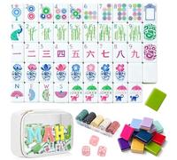 4 Layer Mahjong Tiles American, 160 PCS Premium Acrylic Mahjong Tile Set with Clear Engraved Layered Tiles, American Mahjong Set with Dice & Carrying Bag, forTravel Game Nights Family Gatherings (H1)