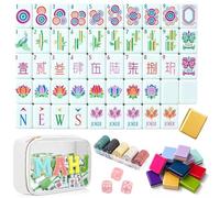 4 Layer Mahjong Tiles American, 160 PCS Premium Acrylic Mahjong Tile Set with Clear Engraved Layered Tiles, American Mahjong Set with Dice & Carrying Bag, forTravel Game Nights Family Gatherings (G1)