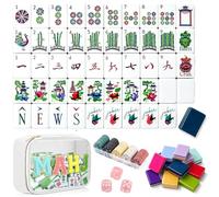 4 Layer Mahjong Tiles American, 160 PCS Premium Acrylic Mahjong Tile Set with Clear Engraved Layered Tiles, American Mahjong Set with Dice & Carrying Bag, forTravel Game Nights Family Gatherings (I1)