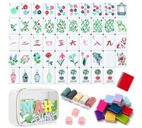 4 Layer Mahjong Tiles American, 160 PCS Premium Acrylic Mahjong Tile Set with Clear Engraved Layered Tiles, American Mahjong Set with Dice & Carrying Bag, forTravel Game Nights Family Gatherings (D1)