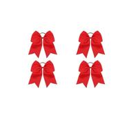 4 Lazos Rojos para Pelo de Niña, Coleteros Grandes de Satén 15,5 x 17 cm, Gomas Elásticas con Lazo Elegante para Escuela Fiesta Navidad y Fotos