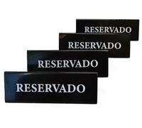4 Letreros de Mesa Reservado, Plástico negro, 15cm x 5cm, para Restaurantes y Áreas de Recepción, 4 Unidades