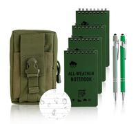 4 Libreta Bolsillo Impermeables, 1 Bolsa Tactica Cinturon y 2 Negro Bolis Gel, Libretas Bolsillos A7 Pocket Notebook Rite in The Rain con Espiral, Field Notes Libreta de Bolsillo de 3x5 Pulgadas