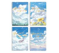 4 libros A5 Bobina gruesa horizontal libro de líneas fáciles de rasgar libro de ejercicios para estudiantes, cielo de verano