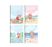 4 libros: diarios de estudiantes de primaria cubiertos de goma, Pinyin a cuadros, libro de Tian Zi, vacaciones de Kinomoto