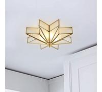 4-Light Ceiling Light Fixture Frosted Glass Flush Mount Ceiling Lamp Traditional Brass Star Close to Ceiling Decorative Pendant Light Chandelier for Bedroom Living Room