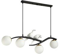 4-Light Chandelier - Brushed Brass Pendant Lighting for Kitchen Island, Living Room, Dining Room, Bird Linear Fixture