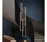 4-Light Dimmable LED Linear Chandelier for Foyer Entryway High Ceiling with Remote Slender Tube Long Pendant Lamp Spiral Staise Hotel