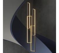 4-Light Dimmable LED Linear Chandelier for Foyer Entryway High Ceiling with Remote Slender Tube Long Pendant Lamp Spiral Staise Hotel