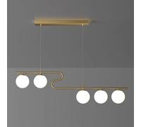 4-Light Globe Glass Gold Linear Pendant Adjustable Height Bar Chandelier Ceiling Hanging Lamp Kitchen Island Lighting Fixtures for Over Table Living Room(Gold,5 Heads)