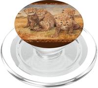 4 Lindos Cachorros de Guepardo Masculino de San Diego 2026 Acuarela Africana PopSockets PopGrip para MagSafe