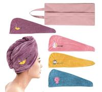 4 Lindos Gorros Para Secar El Cabello Y 1 Bolsa De Lavandería, Gorro Para Secar El Cabello De Terciopelo Coral, Gorro Absorbente Para Secar El Cabello, Accesorios De Baño