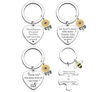 4 Llaveros De Acero Inoxidable, Formas De Girasol Y Abeja, Recuerdos De Regalo del Día del Maestro, Exquisitos Coles Creativos, Adecuados para Regalar, Almacenamiento Diario De Llaves.