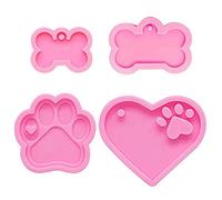 4 llaveros de hueso de pata de perro, molde de resina hecho a mano, joyería colgante, molde de fundición para manualidades, collares, aretes, molde de fundición