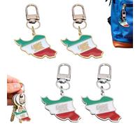 4 llaveros de Irán con colgante de mapa y diseño de bandera, llavero de acero inoxidable, regalo de joyería del orgullo persa para mujeres y hombres, A, 4 unidades, Talla única