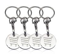 4 llaveros para carro de la compra, llavero de metal, llavero con chip para carro de la compra, desbloqueador, unisex, regalo de cumpleaños y Acción de Gracias