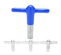 4 llaves de afinación para tambores, llave de tambor de mango en T de metal con cubierta de silicona, herramienta robusta y suave para afinar tambores y cambiar rápidamente las (Azul)