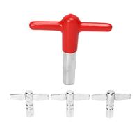 4 llaves de afinación para tambores, llave de tambor de mango en T de metal con cubierta de silicona, herramienta robusta y suave para afinar tambores y cambiar rápidamente las (Roja)