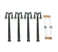 4 Luces de Mástil de Celosía para Ferrocarril para modelo Escala N, Iluminación LED 3V con Resistencias 12-16V, para accesorios Realistas de Metal para Maquetas y Dioramas de Tren