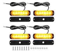 4 luces de penetración estroboscópica ámbar LED 12 V/24 V, luces de advertencia frenado estroboscópico con 6 LED, barra luminosa LED impermeable IP65 para Offroad Vehículo/Coche/Barco
