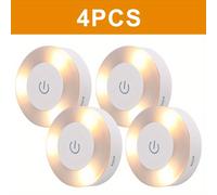 4 luces nocturnas LED con sensor táctil, luz debajo del gabinete, 3 , base magnética recargable por USB, luces de pared redondas portátiles con atenuación para oficina (4 unidades)