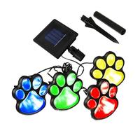 4 luces solares con estampado de huellas de animales de perro, farol LED de 3 pulgadas para exteriores, jardín, camino, paisaje, pasarela, patio (colorido)