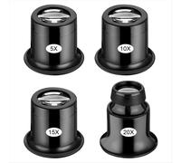 4 lupas de joyero 5X/10X/15X/20X, lupas portátiles de mano con lente de cúpula óptica, lupas de aumento