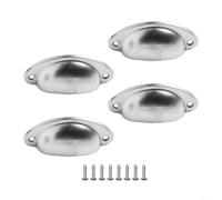 4 manijas retro para cajones y armarios hechas de hierro con aspecto de hoja de estaño antiguo (plateado)