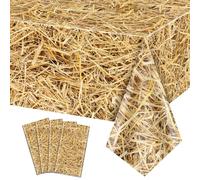 4 Manteles de Paja Rectangulares Mantel de Paja Impermeable Mantel de Granja Pilas de Heno para Decoración de Granja Fiesta Vaquero Western Fiesta Temática Suministros,120x220cm
