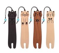 4 Marcapáginas Con Forma De Gato, Marcapáginas De Madera, Bonitos Marcapáginas De Dibujos Animados, Marcapáginas Creativos, Marcapáginas De Lectura, Marcapáginas De Regalo