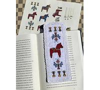 4 marcapáginas de punto de cruz con temática de caballo Dala, kit de punto de cruz