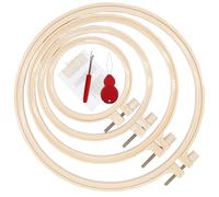 4 marcos de punto de cruz de colores amarillos de plástico, agujas de bordar, 1 herramienta de hilo de aguja y 1 rollo de punto de cruz