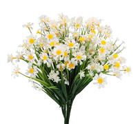 4 margaritas artificiales para exteriores, decoración de primavera y verano, resistentes a los rayos UV, flores falsas de plástico sintético, plantas para interiores y exteriores, colgantes, jardín