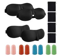 4 mascarillas de noche de bloqueo de luz suave, 4 pares de tapones para los oídos para cancelación de ruido, protección ocular, venda para los ojos con 4 bolsas de terciopelo, antifaz para descansar,