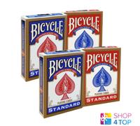 4 Mazos BICYCLE Rider Espalda Estándar Índice Oro Juego Cartas 2 Rojo 2 Azul New