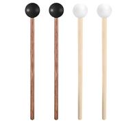 4 mazos de tambor de lengua de acero, mazo de xilófono, mazo de glockenspiel, mazo de percusión de goma de 5.6 pulgadas, baquetas de goma para niños, palos de percusión de madera, blanco y negro