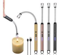 4 mecheros de arco eléctrico, recargable por USB, con candado de seguridad, portátil, resistente al viento de 720°, para cocina, camping, fuegos artificiales, chimenea, velas, encendido