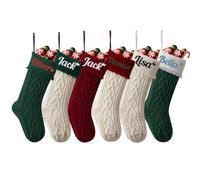 4 medias de Navidad grandes personalizadas de 18 pulgadas a granel, medias de punto personalizadas para casa de campo rústica, chimenea, adorno colgante para decoración de Navidad