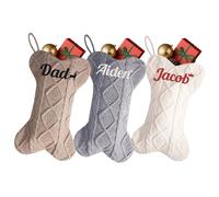 4 medias de perro grandes personalizadas de 16.5 pulgadas con nombre bordado, medias colgantes de punto para casa de campo rústica, chimenea, adorno colgante de día festivo