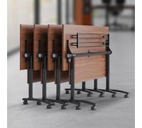 4 mesas de conferencias plegables con tapa abatible, escritorio de reuniones con ruedas silenciosas, mesa de entrenamiento portátil moderna para una configuración rápida, ideal para oficina y eventos