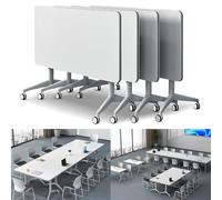 4 mesas plegables móviles grandes, modernas mesas de seminario y entrenamiento de oficina con ruedas silenciosas para sala de conferencias y aula (63 x 23.6 x 29.5 pulgadas)